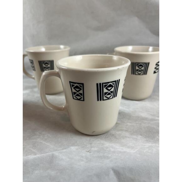Corelle Corning Tribal Spirit Cups Set of 4 Stoneware Mid Century USA Made - Picture 3 of 9